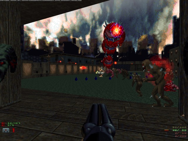 Doom 2 screenshot with lots of enemies